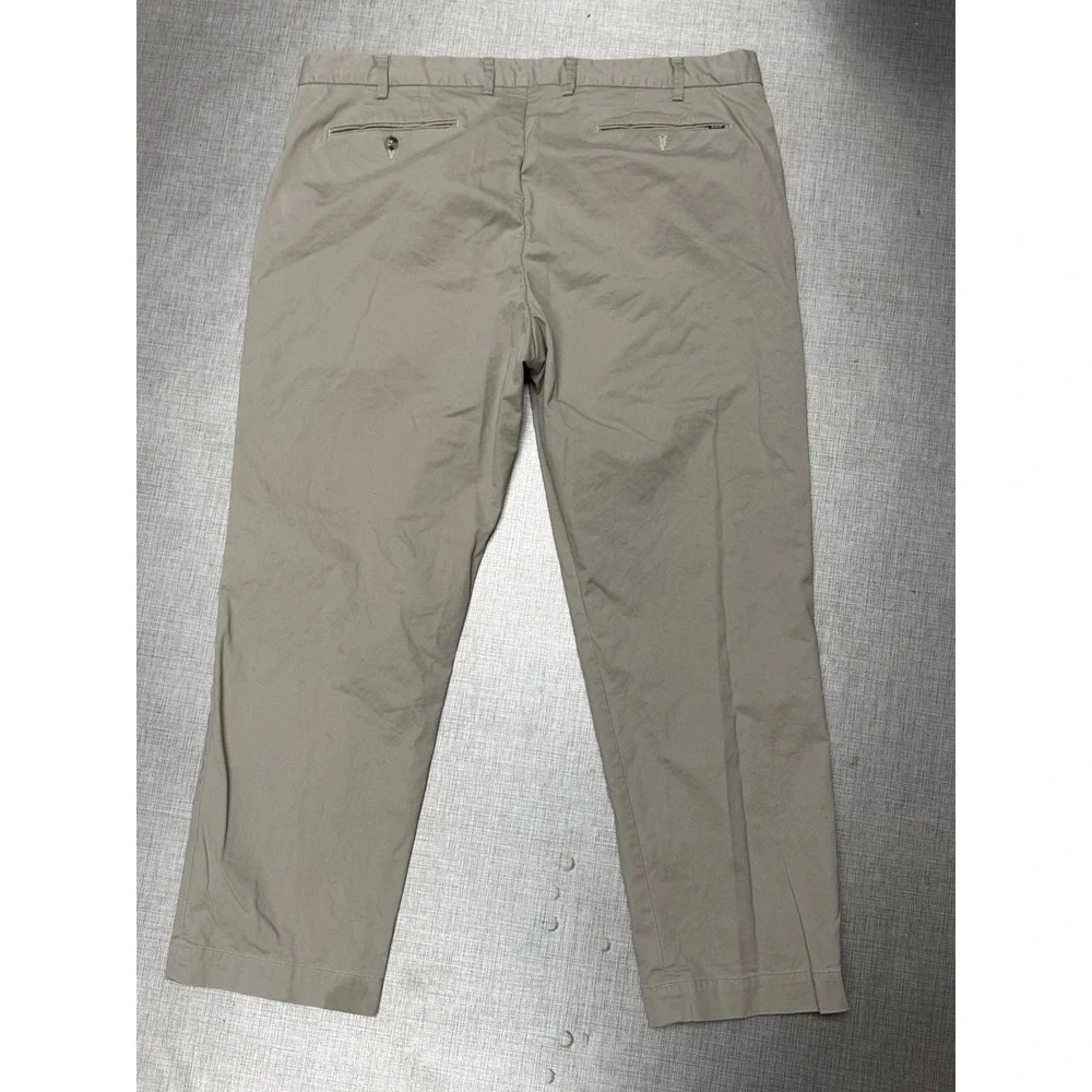 Y2K Polo Ralph Lauren Mens 40 X 28 Khaki Cotton Chino Flat Front Pants‎